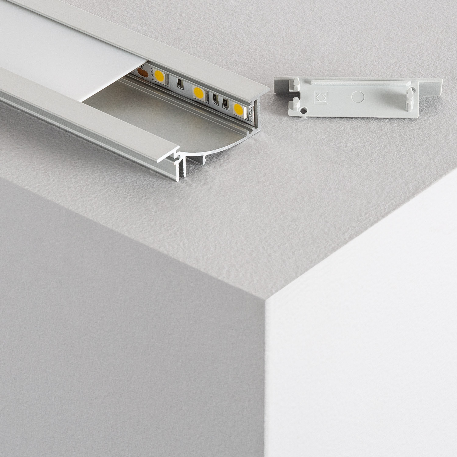 Inbouw Profiel Aluminium 1m Diffuus Licht voor LED Strips tot 10 - Ledkia