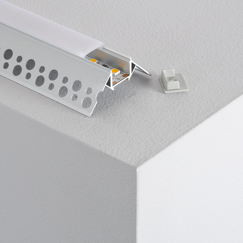 Aluminium profiel Pleisterwerk/Pladur integratie voor buitenhoek LED Strip tot 8 mm