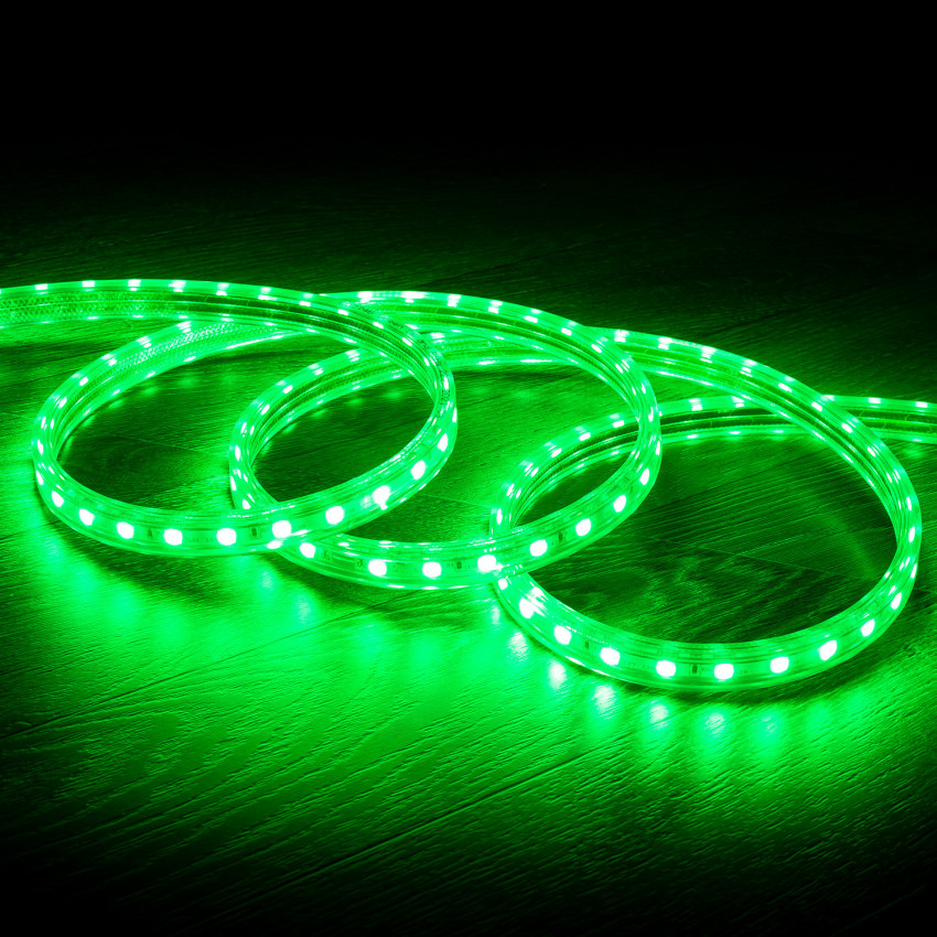 LED Strip Dimbaar 220V AC 60LED/m Groen Ip65 op Maat In te korten om de 100cm en 14 mm Breed