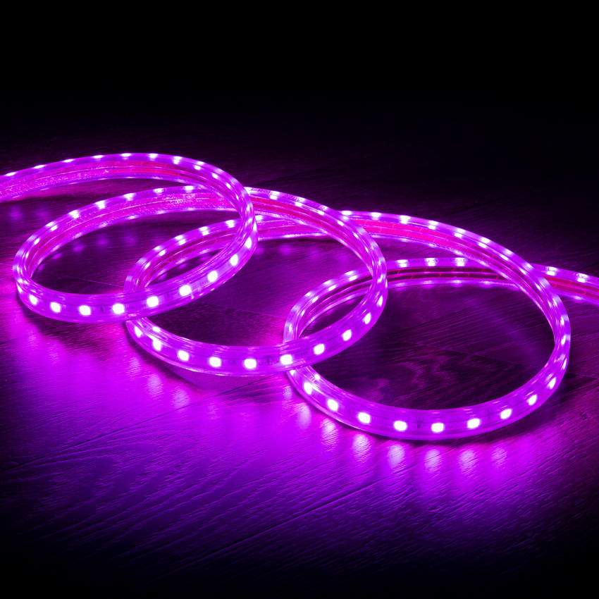 LED Strip Dimbaar 220V AC 60LED/m Roze op Maat In te korten om de 100cm en 14 mm Breed