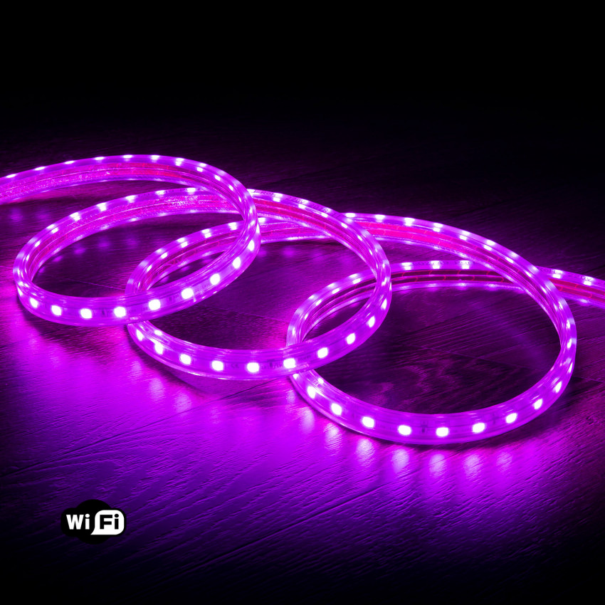 LED Strip Smart Wifi 220V AC 60 LED/m Violet IP65 op maat Knipbaar om de 100cm Breedte 14mm