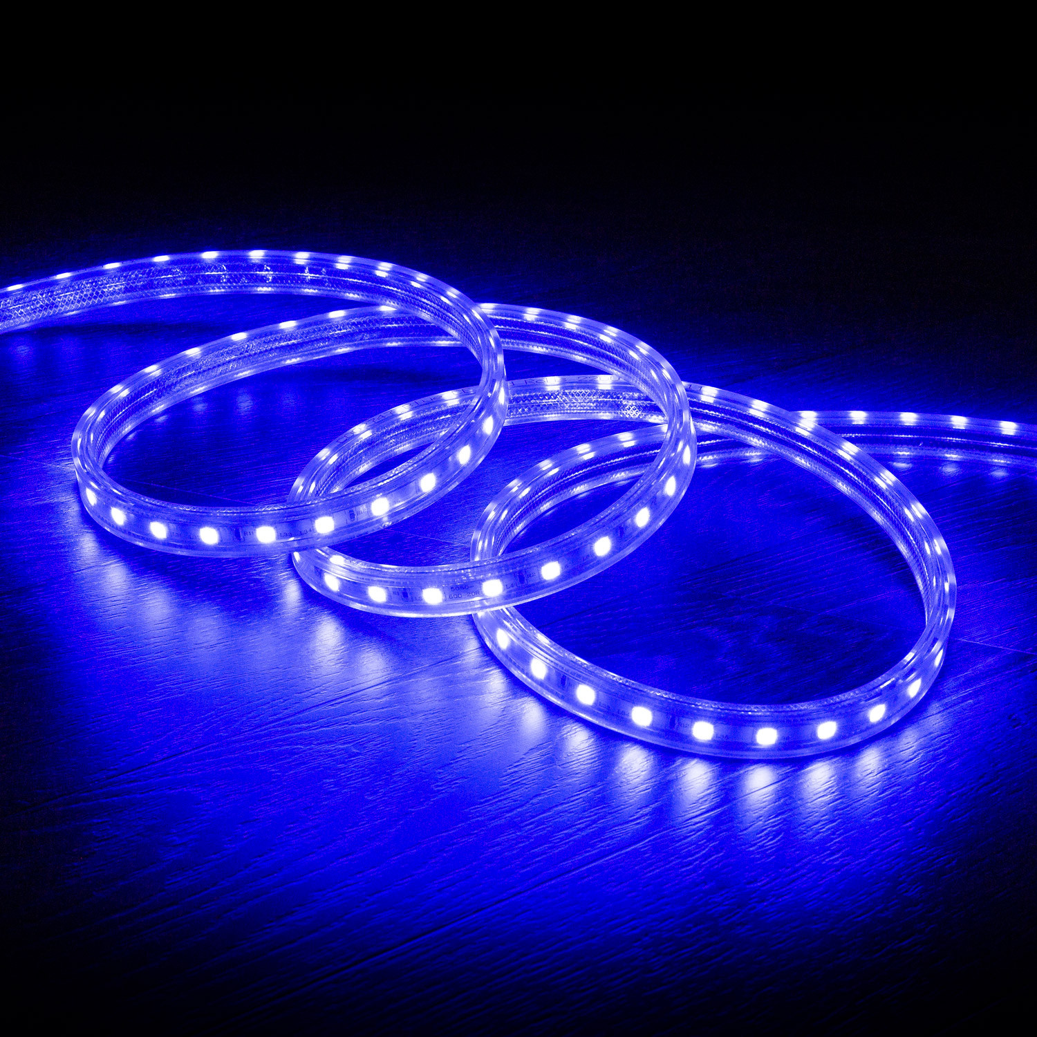 LED Strip Dimbaar 220V AC 60 LED/m Blauw IP65 op Maat In te korten om de 100cm 14 mm Breed - Ledkia