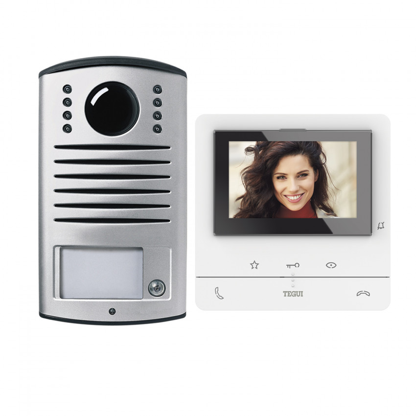 Kit Video Intercom 1 Woning 2 Hilos Met Belpaneel  LINEA 2000 y Monitor Handsfree  CLASSE 100 Basis TEGUI 379011