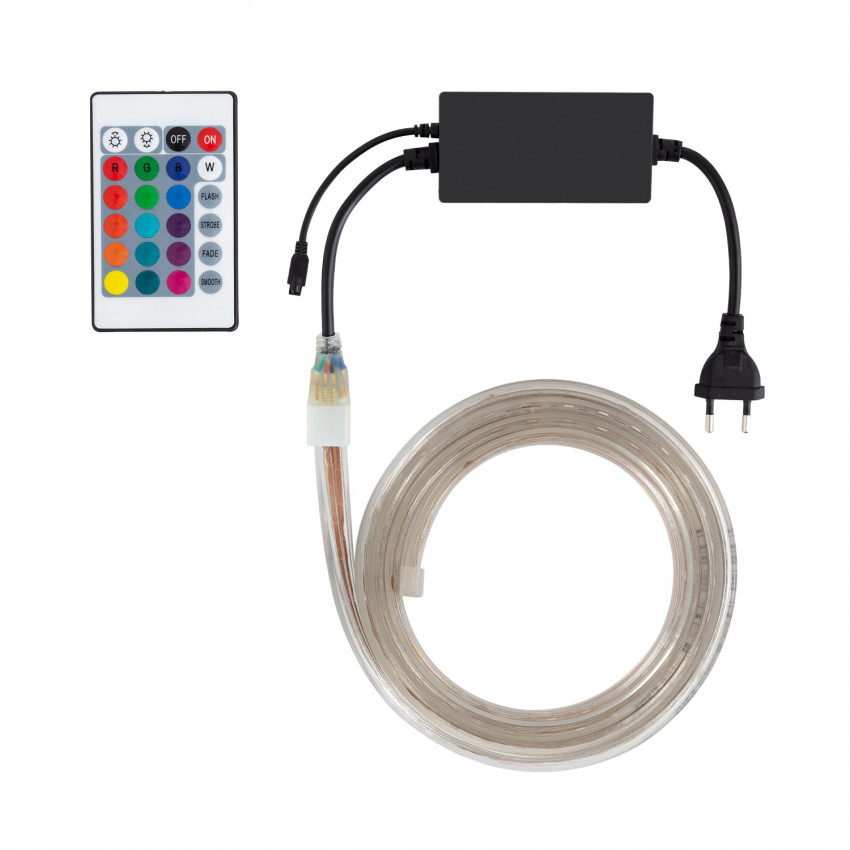 Tira LED con Control Remoto IR 220V AC 60 LED/m RGB IP65 a Medida Corte cada 100 cm