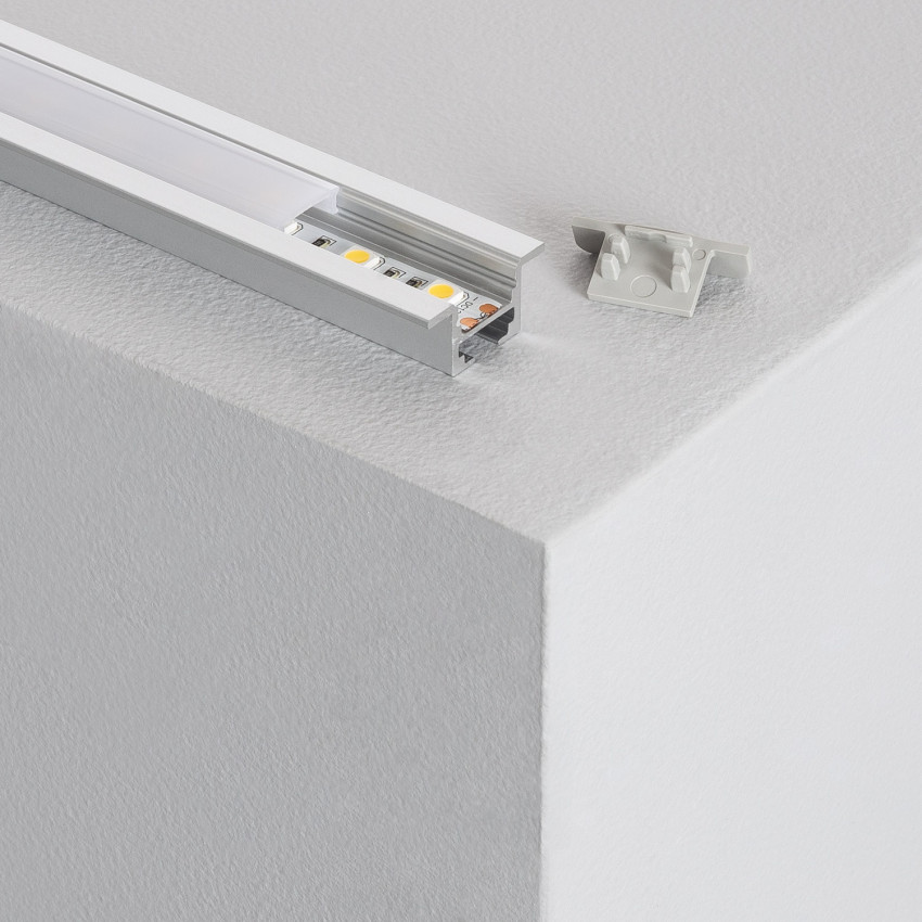 Inbouw aluminium plafondprofiel met 1m Clips voor LED Strips tot 12 mm
