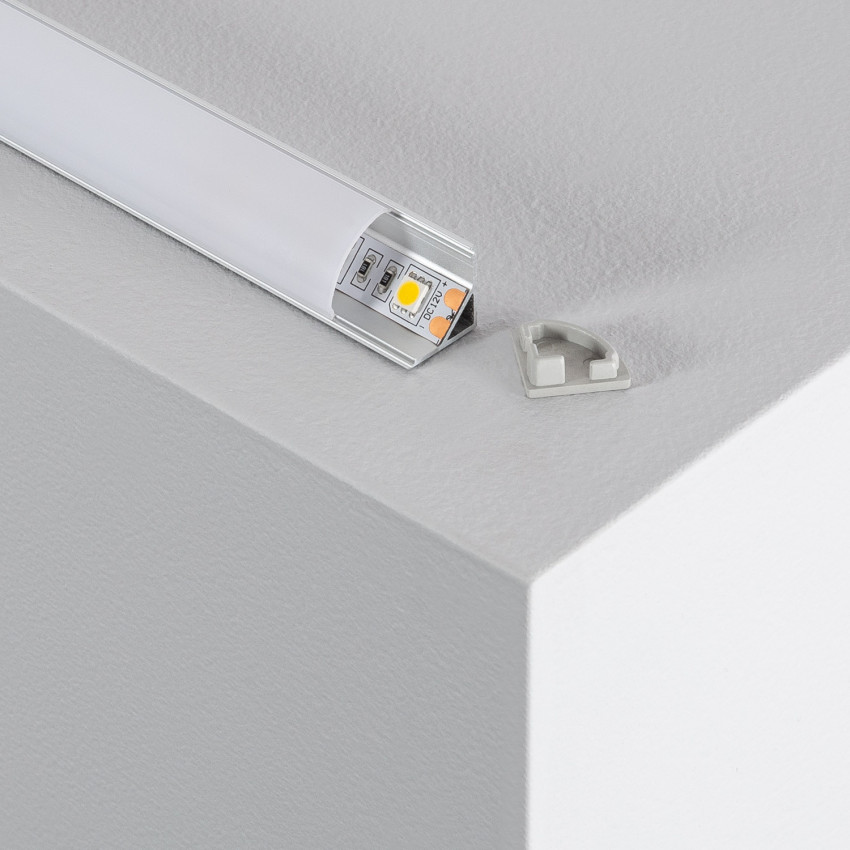 Aluminium 90° Hoekprofiel met  Ronde Afdekking 1m voor LED Strip tot 10 mm