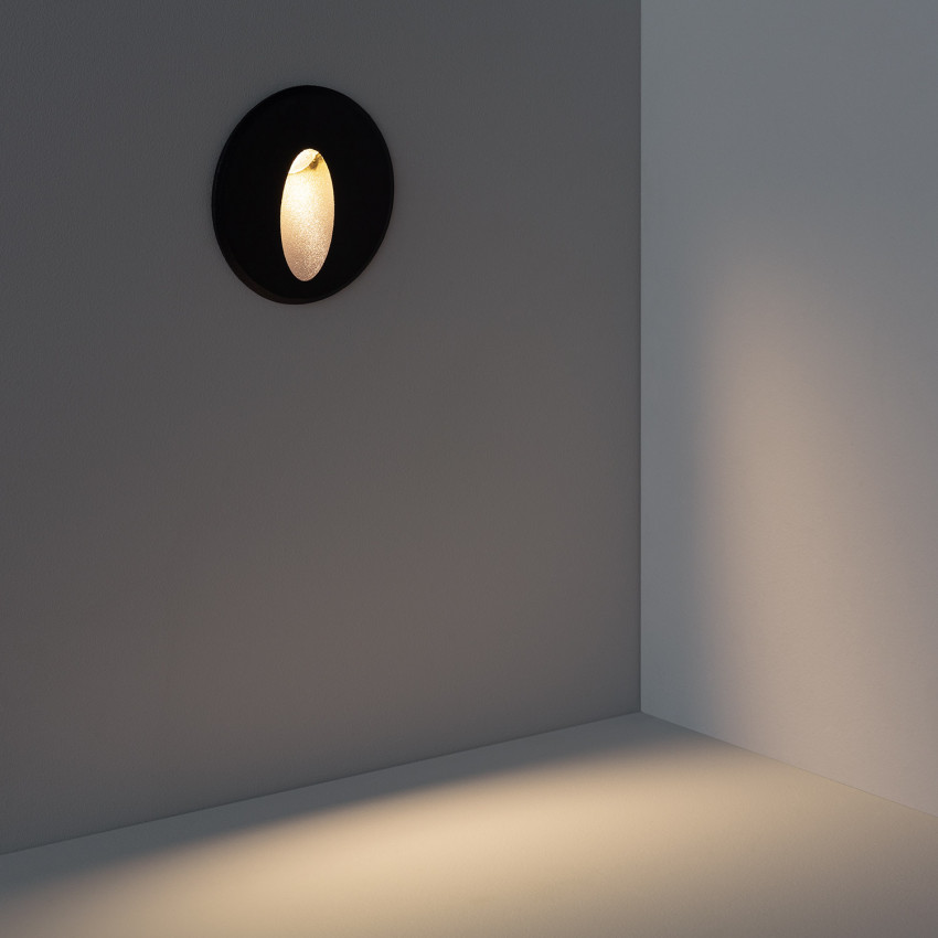 Aplique LED 3W Cicular de Aluminio Oval Wabi Negro
