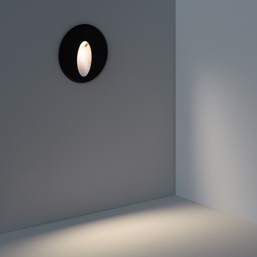 Aplique LED 3W Cicular de Aluminio Oval Wabi Negro