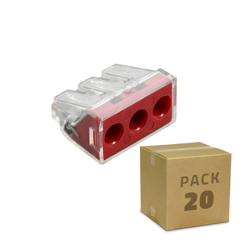 Pack van 10 st snelkoppelingen 3 terminals 2,5-6,0 mm²