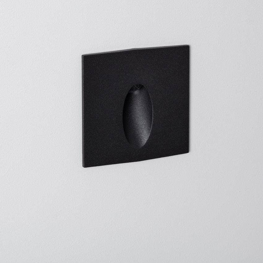 Wandlamp LED 3W Wabi Zwart Vierkant Ovaal van Aluminium 