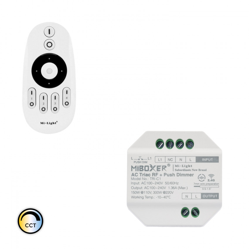 Dimmer TRIAC LED + RF CCT Controller 4 Zones MiBoxer
