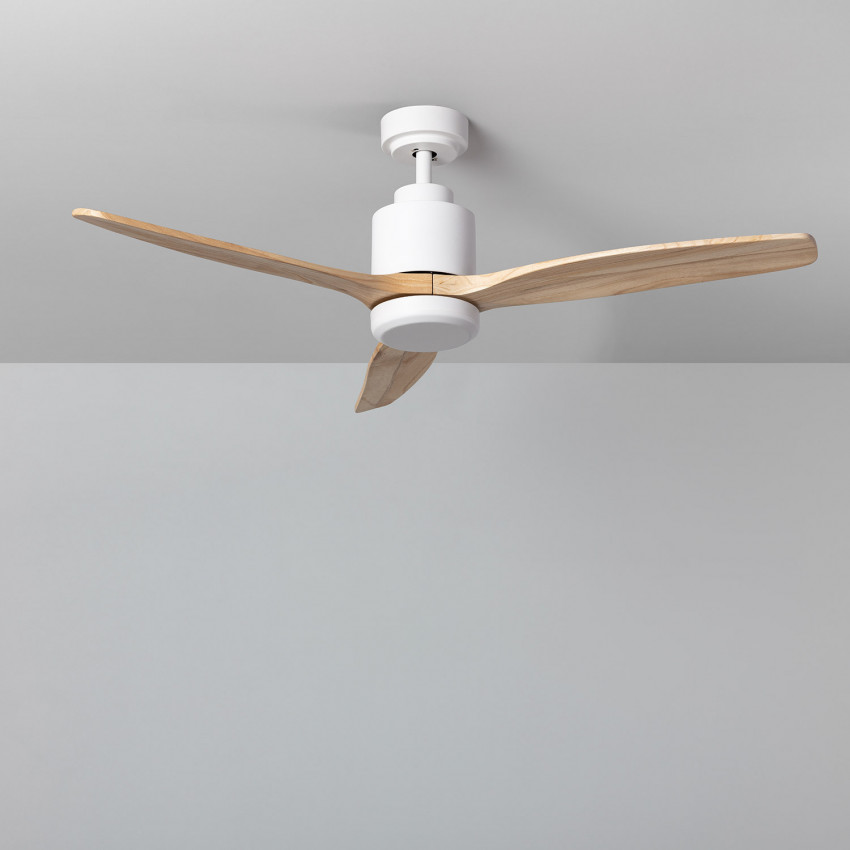 Plafondventilator Mersin Wit Hout 132cm Motor DC gelijkstroom