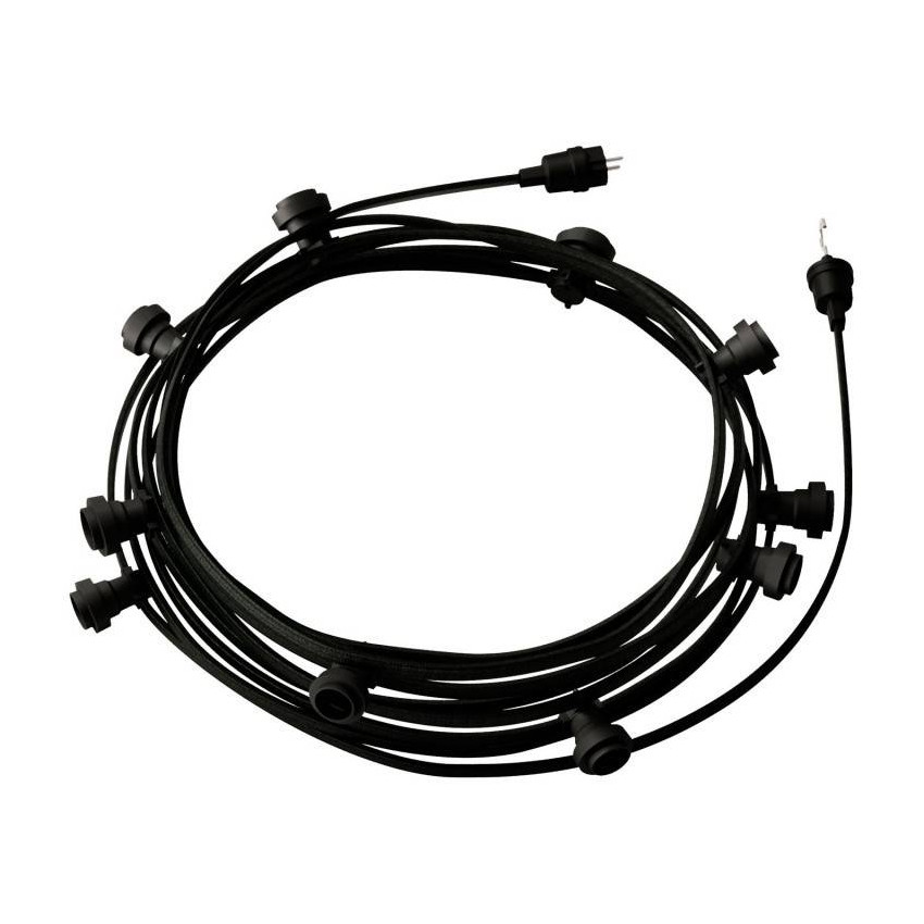 Licht Slinger Outdoor Lumet System 12,5m met 10 E27 Fittingen Zwart  Creative-Cables CATE27N125 