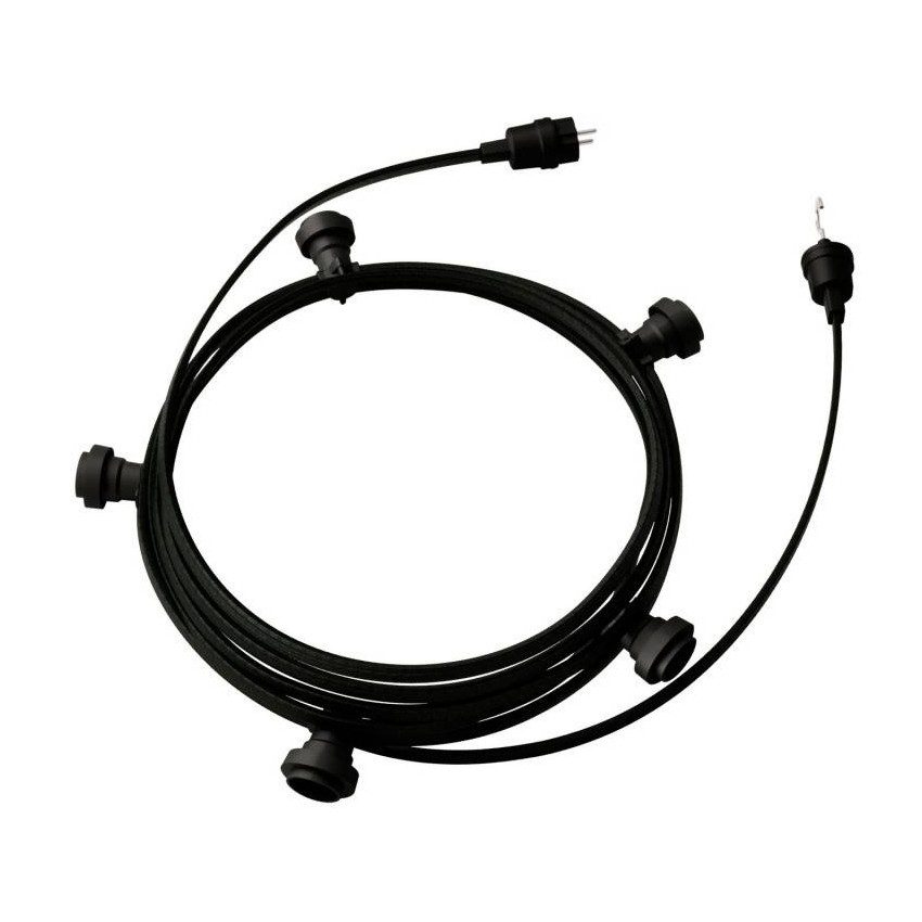 Licht Slinger Outdoor Lumet System 7,5m met 5 E27 Fittingen Zwart Creative-Cables CATE27N075