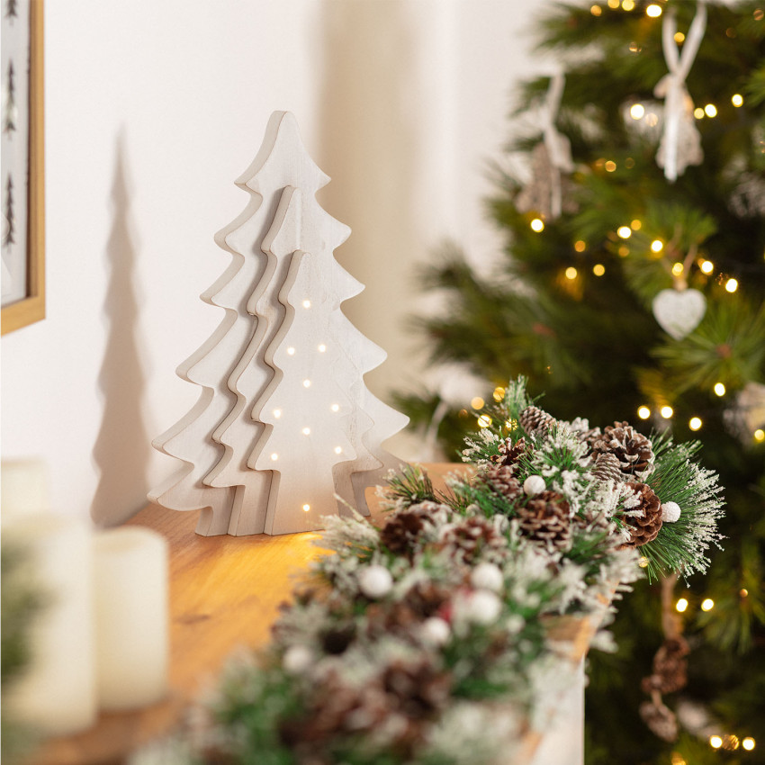 Kerstboom LED Hout  op Batterijen Kolm
