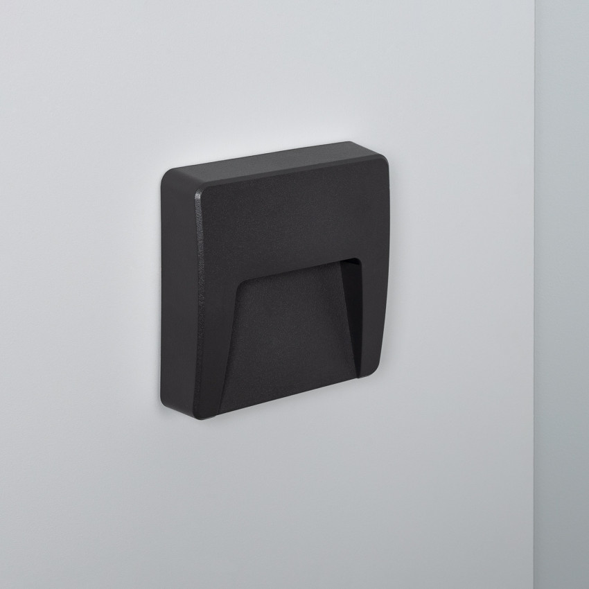 Wandlamp Outdoor Led 3W Opbouw Vierkant Zwart Dag