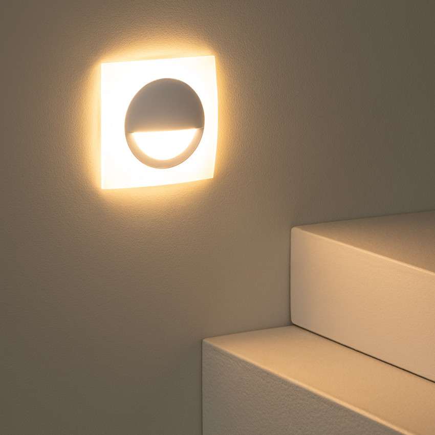 Aplique LED 3W Cuadrado de Aluminio Occulare Blanco