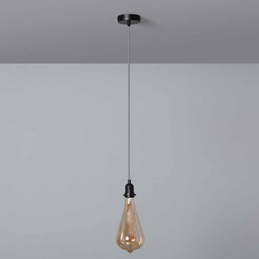 Textiel Kabel voor Hanglamp met Fitting Zwart en Wit
