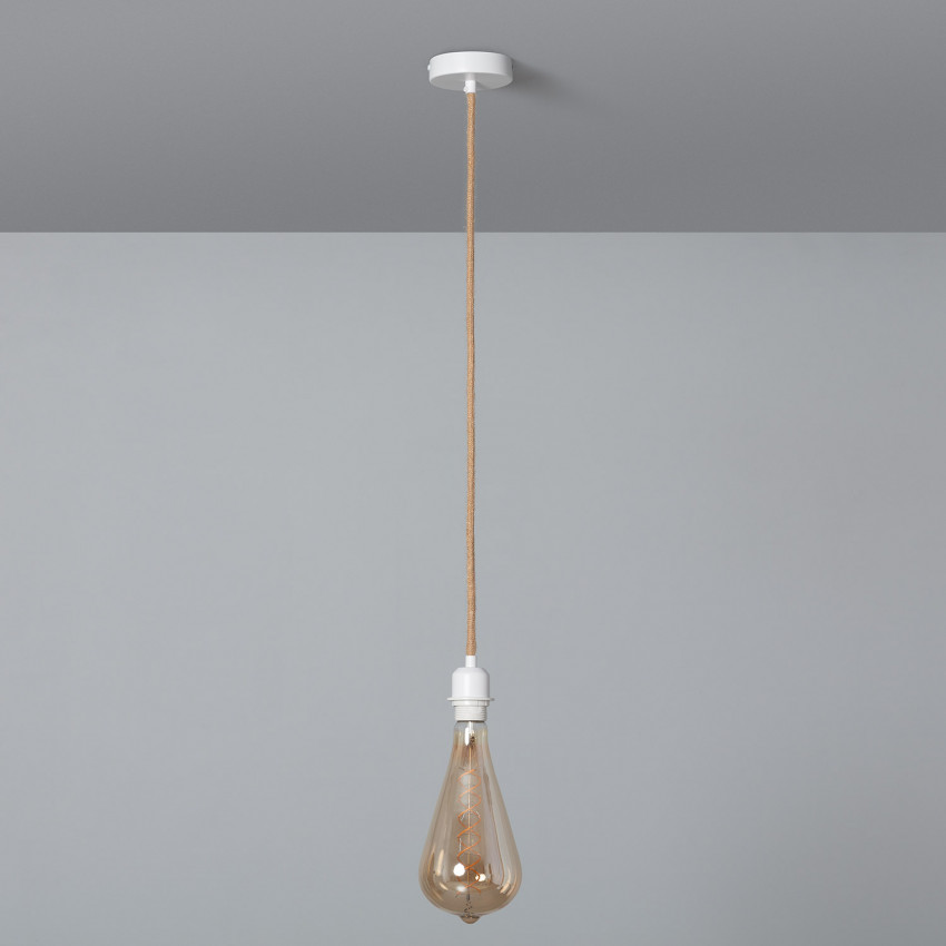 Plafondplaat met Fitting voor Hanglamp met Witte Textielkabel