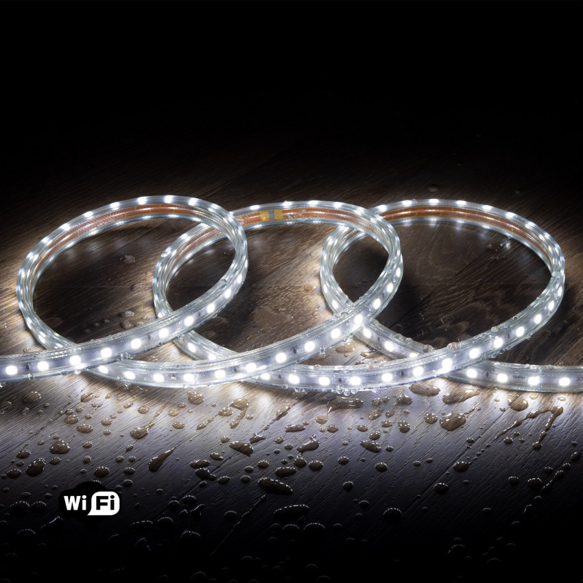 LED Strip Smart Wifi 220V AC 60 LED/m Koel Wit IP65 op maat Knipbaar om de 100cm en 14 mm Breed