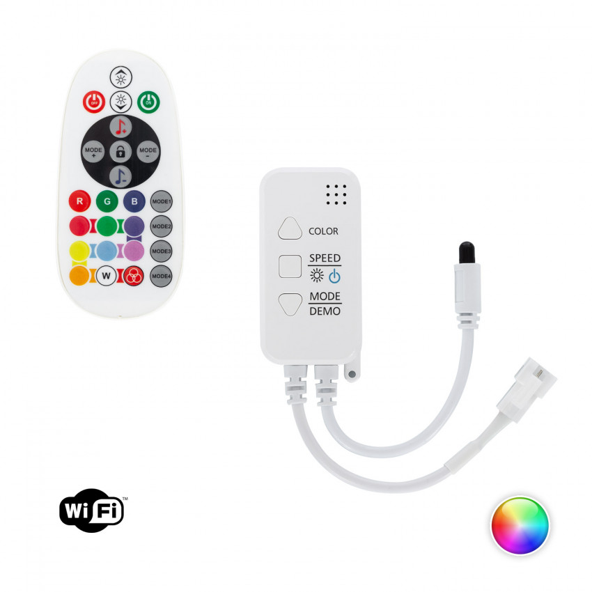 Controller Regelaar WiFi LED Strip Digital SPI 5-24V DC RGB met IR afstandsbediening 