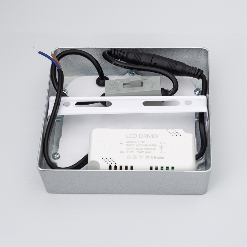 Plafón de Techo LED 6W Cuadrado Slim CCT 110x110 mm Factory