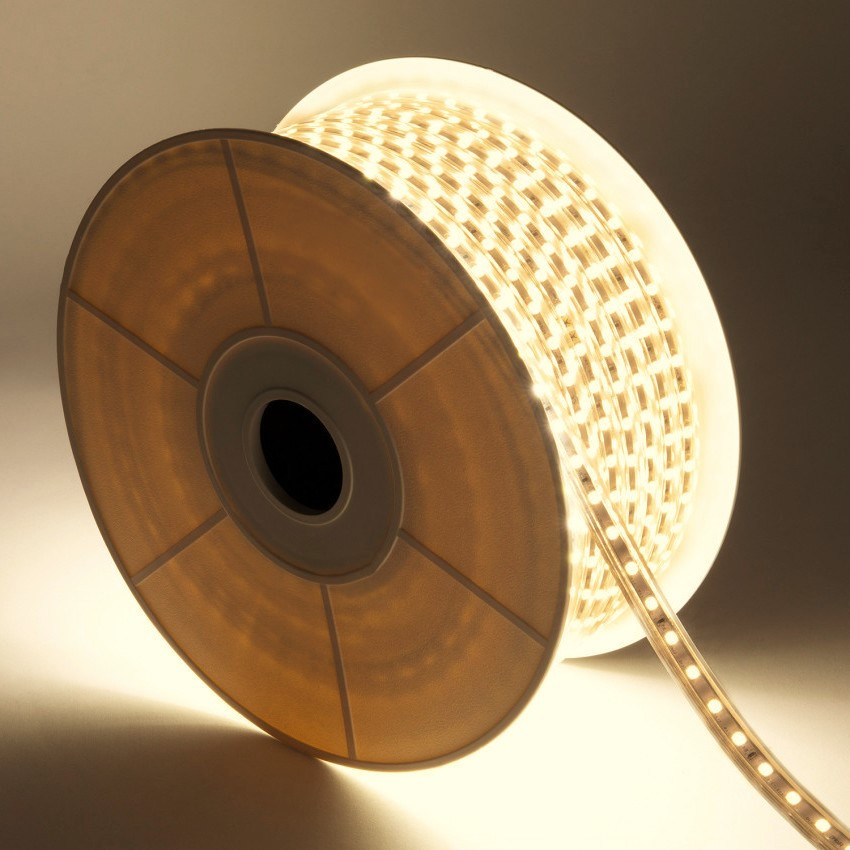 Rol LED Strip Dimbaar 220V AC met 100 LED/m inSuper Warm Wit IP67 Op Maat gemaaktbreedte 14 mm Knipbaar om de 25 cm
