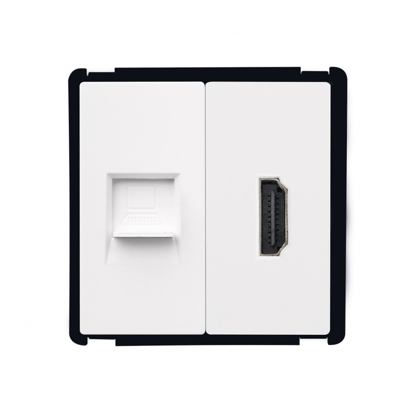 Contact doos  RJ45 CAT 6 Internet + HDMI Modern