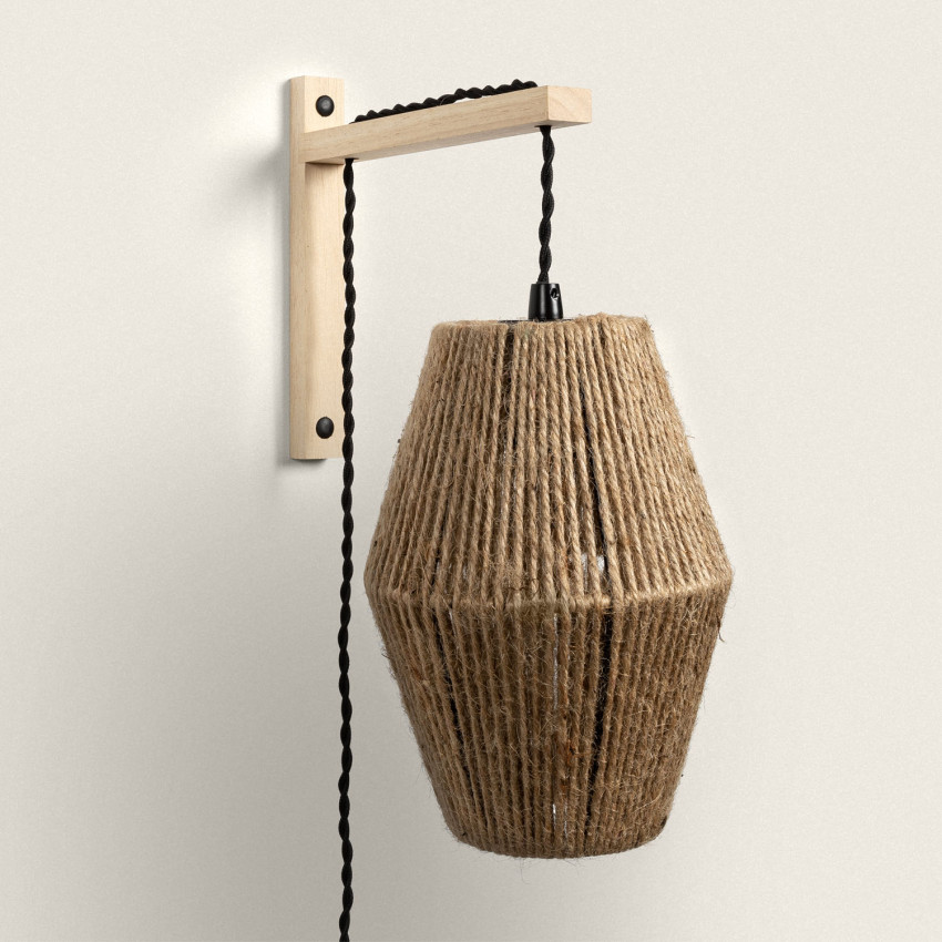 Wandlamp  Hout en Touw Ikal 