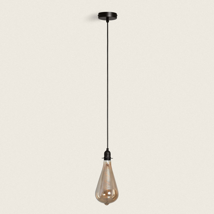 Steun met Lamphouder voor Buiten Hanglamp met Zwarte PVC Kabel