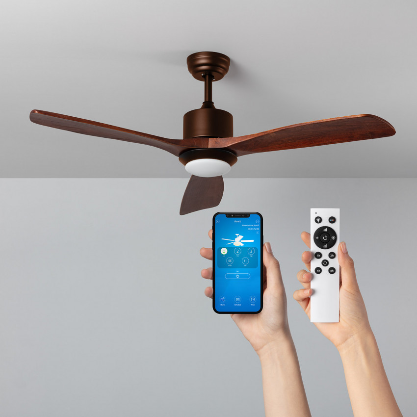 Plafondventilator LED Forest Bruin 132cm Motor DC WiFi