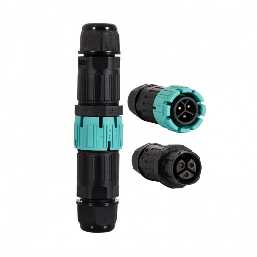 Kabelconnector Waterdicht Verbinding Mannetje - Vrouwtje  3 Pinen 0.5-2.5mm² IP68