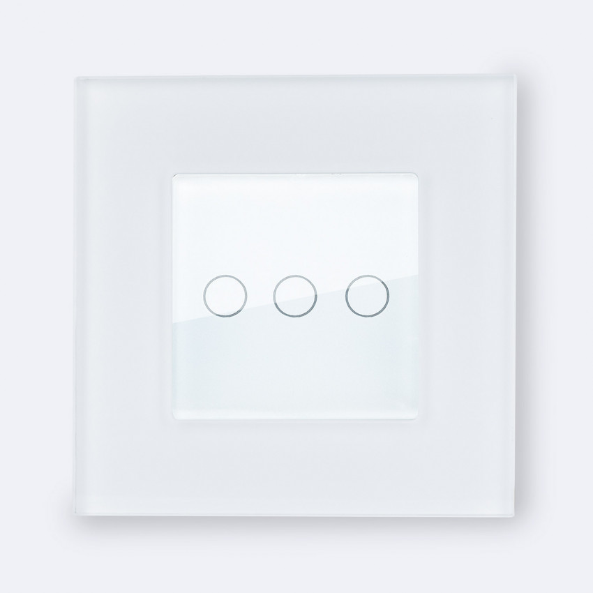 Interruptor Táctil Triple con Marco Cristal Modern