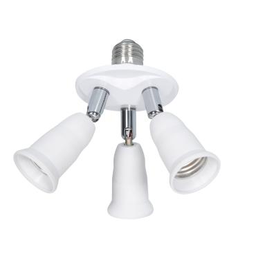 Lampadapter van 1 E27 lamp naar 3 E27 Lampen -Wit