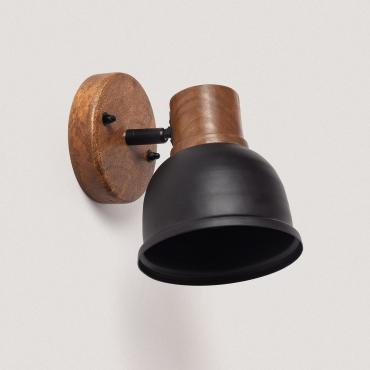Wandlamp van Metaal en  Hout Eider ILUZZIA -Zwart