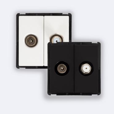 Wandcontactdoos TV Male + Satélite -Zwart