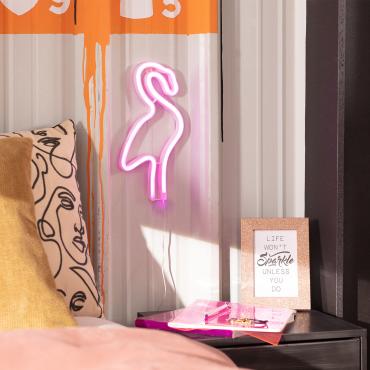 Neon LED flamingo met Batterij -Roze