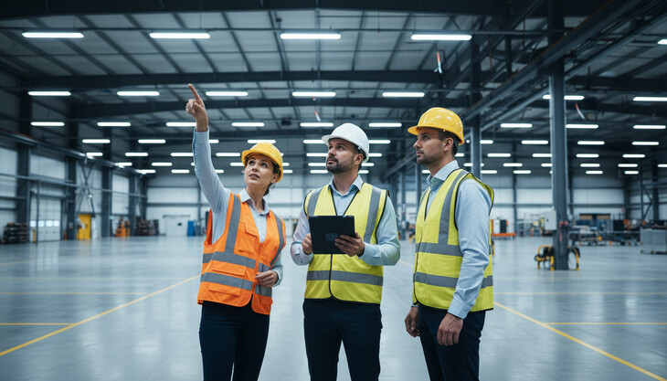 Specjaliści projektują oświetlenie fabryki