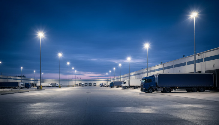 Logistics and reception centre with LED outdoor lighting