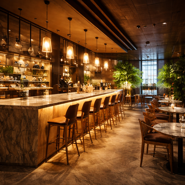 restaurant met ledverlichting