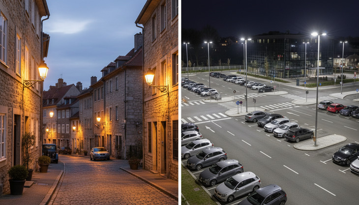 LED-straatlantaarns met verschillende kleurtemperaturen