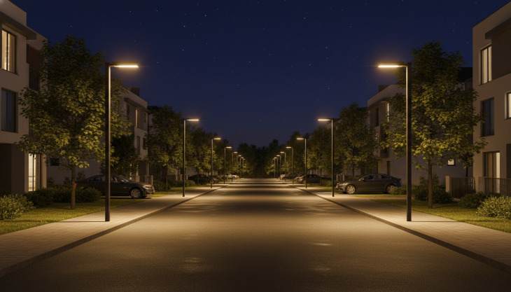 Gebruik van LED-straatverlichting in een woonwijk 