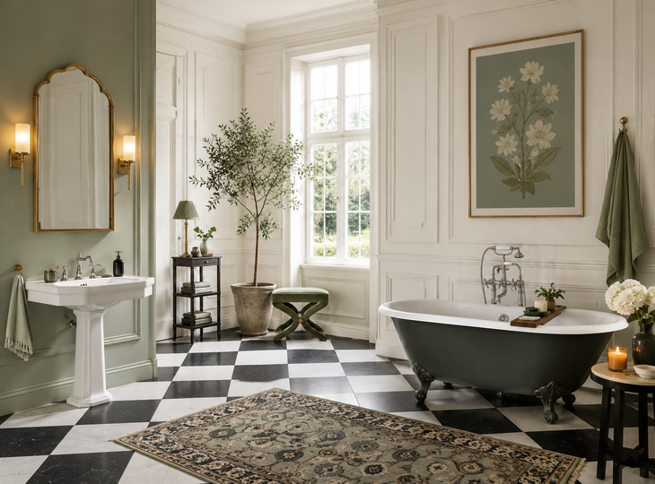 Badezimmer mit Vintage-Dekoration