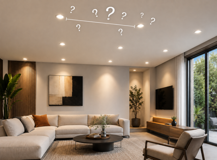 Calculating the distance between downlights