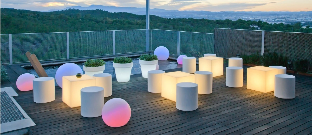Garden decoration with LED furniture