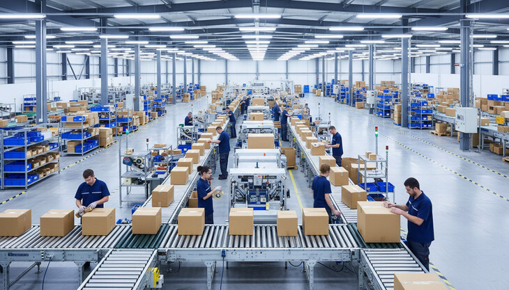 Industrial hall with efficient LED lighting