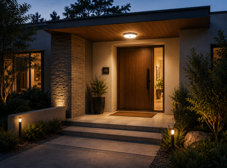 Front door with smart lighting