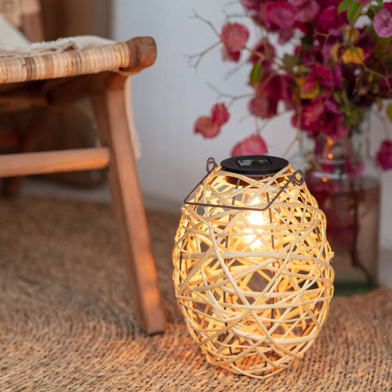 LED-Tischlampe Solar Außen Rattan Baihar