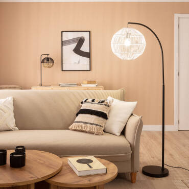 Stehlampe Rattan und Metall Kithnos