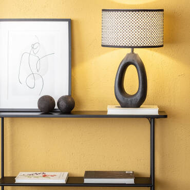 Tischlampe Holz Black Darshan ILUZZIA